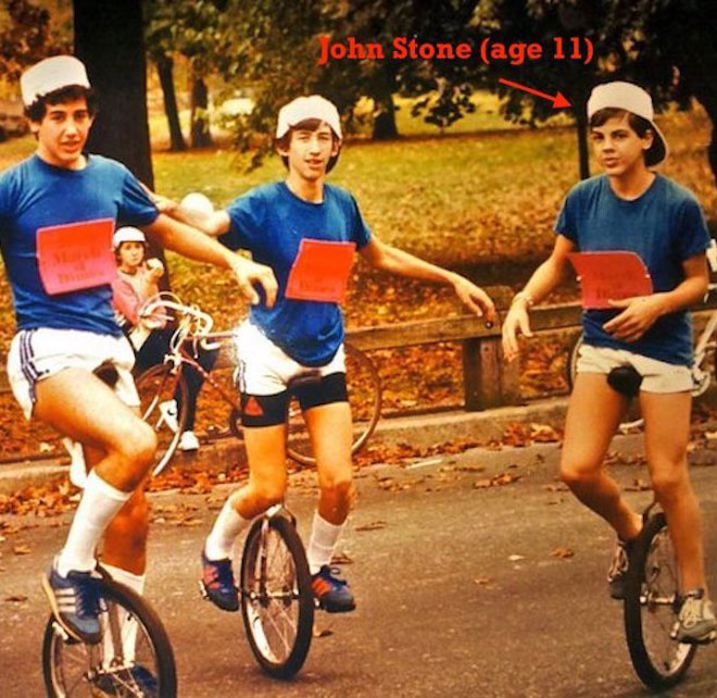 John Stone at age 11 on his unicycle